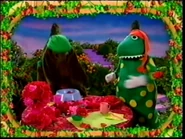 Dorothy having breakfast with Wags.