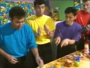 Light blue, yellow, dark grape, red