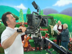 Damcevski adjusting a jib during filming of .