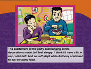 Jeff sleeping in "Anthony Ate the Party Food" electronic storybook