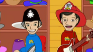 Cartoon Anthony and Cartoon Murray wearing hats