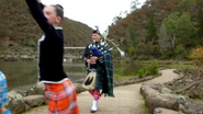 Anthony playing the bagpipes