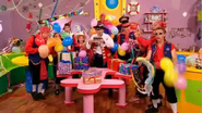 Captain and his crew dancing at his birthday party