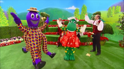 Dorothy in her red music note dress (Dorothy the Dinosaur TV Series 1)