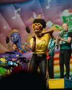 Tsehay in Carlos' short sleeve shirt