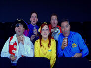The Wiggles and Captain Feathersword in the movie theater