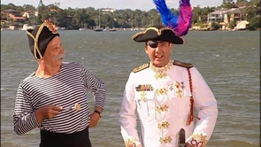 Captain trying on Goodbloke's jacket.