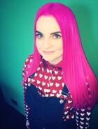 Clare with pink hair