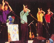 Dark grape, turquoise, goldenrod, crimson