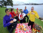 Anthony eating apple