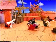 Captain Feathersword falling down