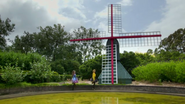 Emma and Caterina passing the windmill