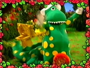 Dorothy knocking over her rose compost post