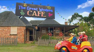 The Big Red Car passing the Great Western Cafe