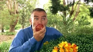 Anthony eating apple in "Racing to the Rainbow"