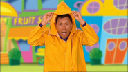 Jeff wearing a raincoat