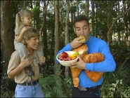 Anthony eating a pear in "Wiggly Safari"