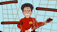 Animated Francisco playing the red Maton electric guitar