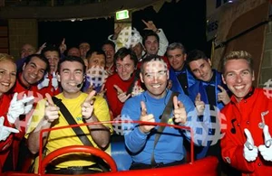 Backstage with the Wiggles and other cast members