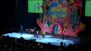 The Wiggles standing still as a statue