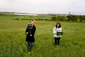 Emma and Cathy on the Hill of Tara