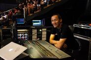 Jeff as the sound guy for The wiggles big show in 2014 since Alex Keller was on stage playing instruments.