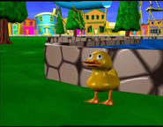 CGI Duck hopping off the large pond