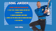 Song Jukebox menu page 1 (Background music: Trains, Planes and the Big Red Car)