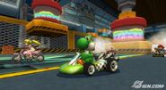 Yoshi racing in Toad's Factory.