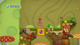 Weight Kirby is about to pound into this block in Mushroom Run of Treat Land.