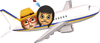 Two miis traveling in an airplane.