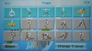 Wiifit yoga menu