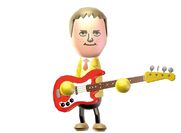 A Mii playing the electric bass.