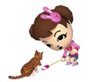 A mii playing with a cat.