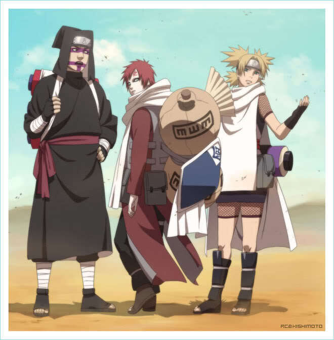 Shinki ,tem chances dele ser filho do Gaara e do Kankuro,ele tem uma  marionete e areia metalica igual a areia do sasori