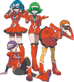 Clockwise form lower left: Celosia, Mable, Bryony and Aliana, four scientists of Team Flare