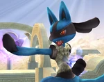 Lucario using a special move in Skyworld