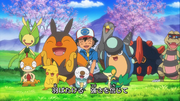 Ash with his Unova team.