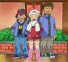 Ash, Dawn and Brock at Snowpoint City