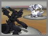 Zekrom and Reshiram battling