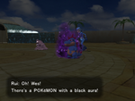 An example of a shadow Pokémon with its dark  visible.