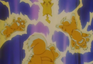 Pikachu electrocutes the Growlithe