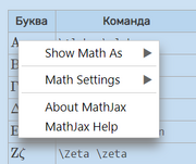 Mathjax menu