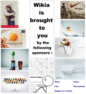 Карикатура AWA, изображающая, сколько места отводится в Викии на статью, а сколько — на рекламу