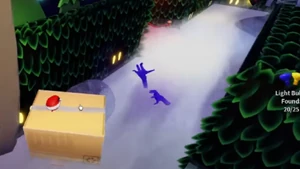 Purple failing to chase a player that was able to get on a rock.