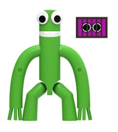 Phatmojo's green action figure, which includes purple in the vent