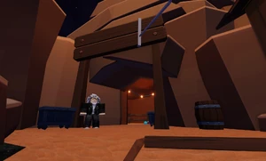 The Technician standing infront of the entrance of Oranges Cavern Coaster.