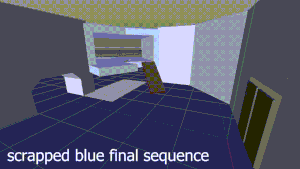 Blue's scrapped cutscene for The Final Night's chase sequence.