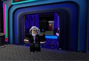 The Technician entering the Laser Tag Plaza.