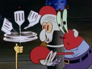 בובספוג מראה לסקווידוויד ולמר קראב את התוספת הימנית והשמאלית של המרית